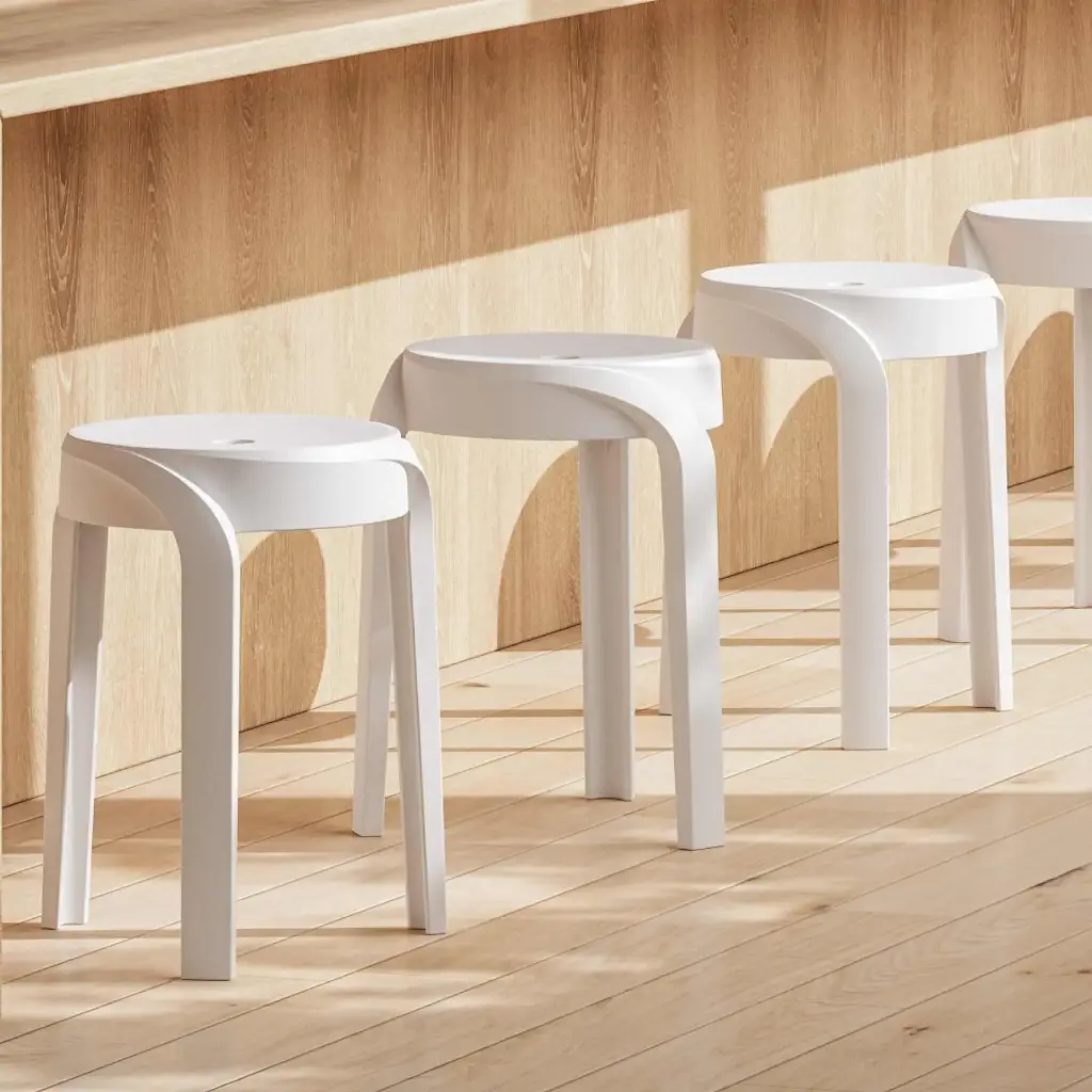 [LS01300WH] Tabouret POMPA blanc